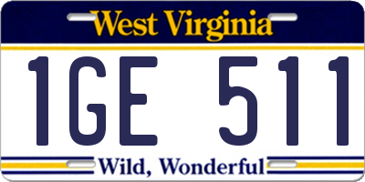 WV license plate 1GE511