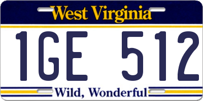 WV license plate 1GE512
