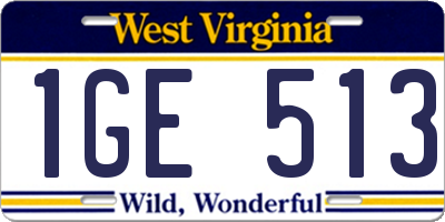 WV license plate 1GE513