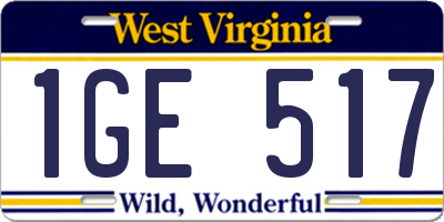 WV license plate 1GE517