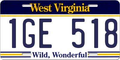 WV license plate 1GE518