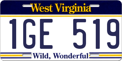 WV license plate 1GE519