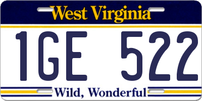 WV license plate 1GE522