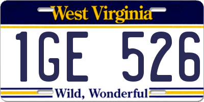 WV license plate 1GE526