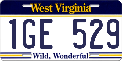 WV license plate 1GE529