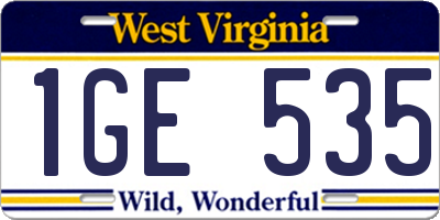 WV license plate 1GE535