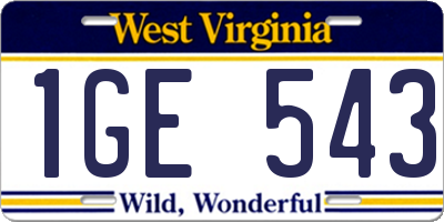 WV license plate 1GE543