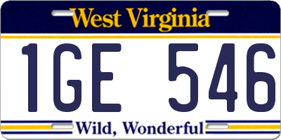 WV license plate 1GE546