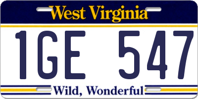 WV license plate 1GE547
