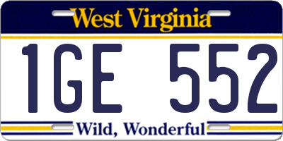 WV license plate 1GE552