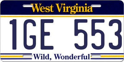 WV license plate 1GE553