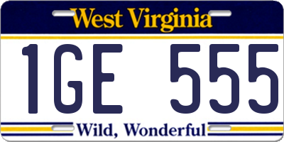 WV license plate 1GE555
