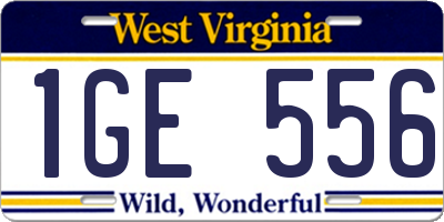 WV license plate 1GE556
