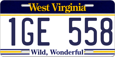 WV license plate 1GE558