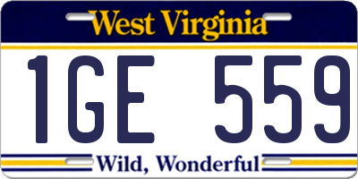WV license plate 1GE559