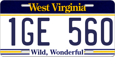 WV license plate 1GE560
