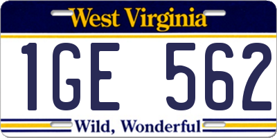 WV license plate 1GE562