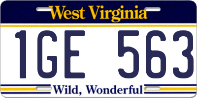 WV license plate 1GE563
