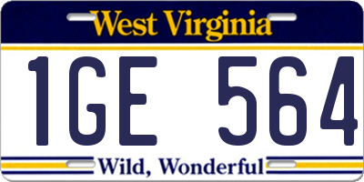 WV license plate 1GE564