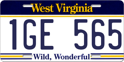 WV license plate 1GE565
