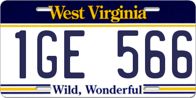 WV license plate 1GE566