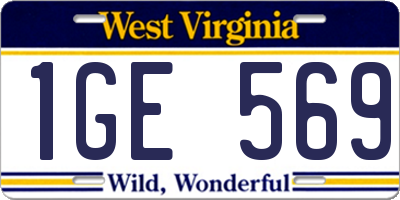 WV license plate 1GE569