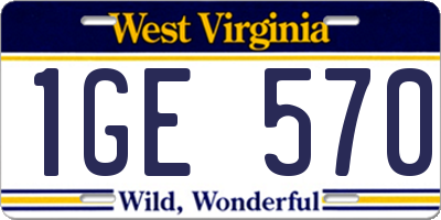 WV license plate 1GE570