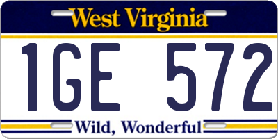 WV license plate 1GE572
