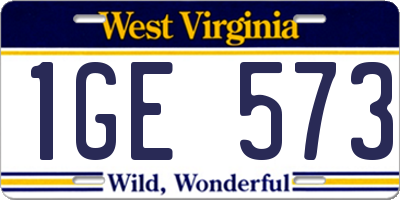 WV license plate 1GE573