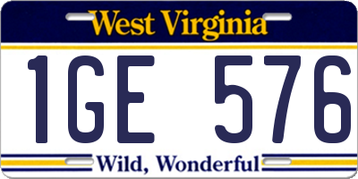 WV license plate 1GE576