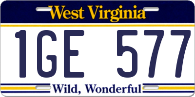 WV license plate 1GE577
