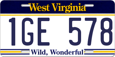 WV license plate 1GE578