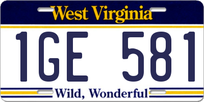 WV license plate 1GE581