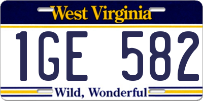 WV license plate 1GE582