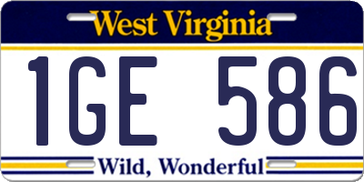 WV license plate 1GE586