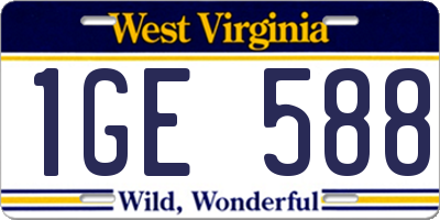 WV license plate 1GE588