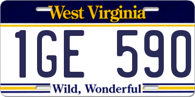 WV license plate 1GE590