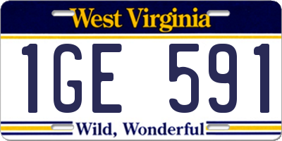 WV license plate 1GE591