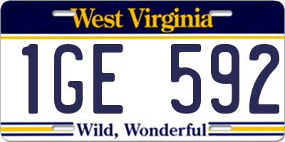 WV license plate 1GE592