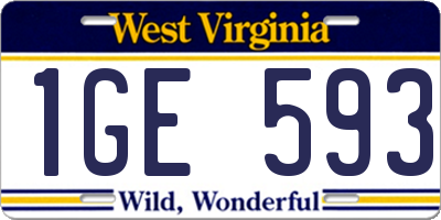 WV license plate 1GE593