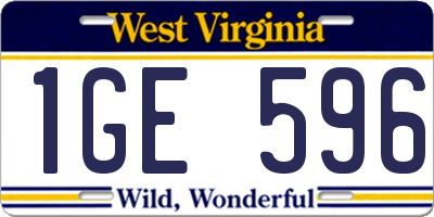 WV license plate 1GE596