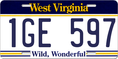 WV license plate 1GE597