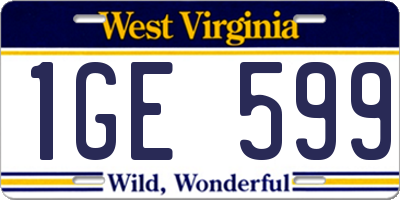 WV license plate 1GE599