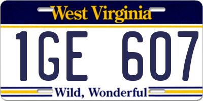 WV license plate 1GE607