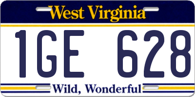 WV license plate 1GE628