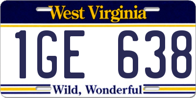 WV license plate 1GE638