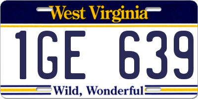 WV license plate 1GE639