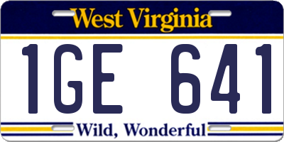 WV license plate 1GE641