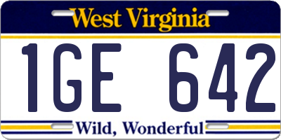 WV license plate 1GE642