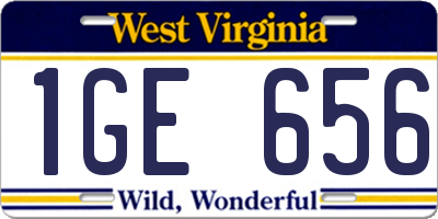 WV license plate 1GE656